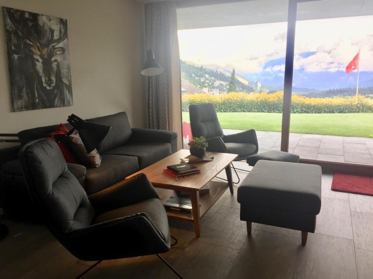 Casa Admisa, Spektakulaere Aussicht, Ski In And Out, Hochwertige Einrichtung, Valserstein Und Eiche Flims Luaran gambar